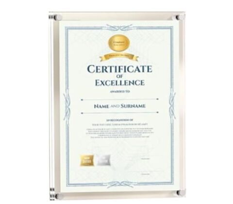 Wholesale custom acrylic wall mount certificate frame